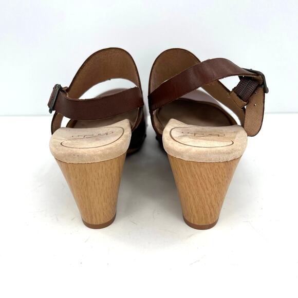 NWOT Dansko Taci Women's Clog Wedge Sandals Wooden Heel Leather - Picture 4 of 11